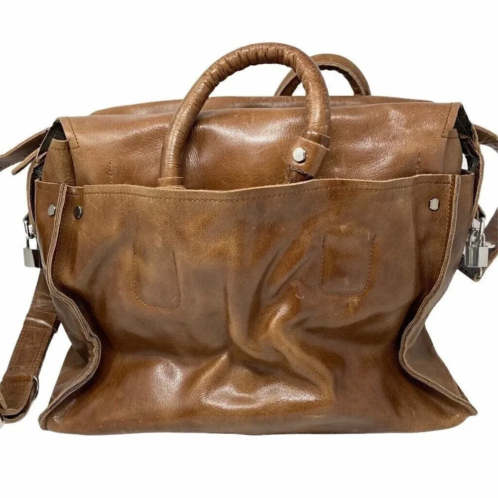 Amerileather Holmes Investigator Bag Brown Leather Pockets Dual Handle New